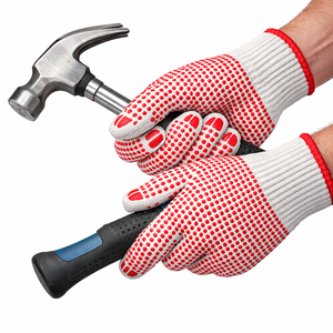 Guantes de Punto con Recubrimiento de PVC Duradero, Rojos y Amarillos, con Puño Elástico, Sin Costuras, de Algodón y Poliéster, Sin Silicona ni Polvo - Product Image 2