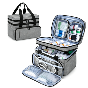 Organisateur de pilules pour les voyages et l'usage quotidien, trousse de premiers soins de survie, sac à médicaments double couche avec 2 pochettes détachables - Product Image 1