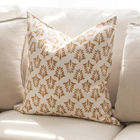 Housse de coussin en coton 100% imprimé botanique Ocre, motif moderne, pour canapé, chambre, textile de maison
