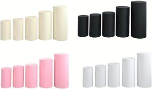 5pcs Classic Modern Wedding Party Baby Shower Decoration Backdrop Dessert Cake <b>Table</b> Silver Metal Gold Cylinder Pedestal Sets - Product Image 3
