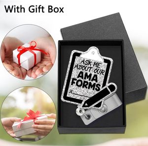 Chiedetemi delle nostre forme di AMA graziose bobine con distintivo retrattile medicale Glitter argento - Product Image 4