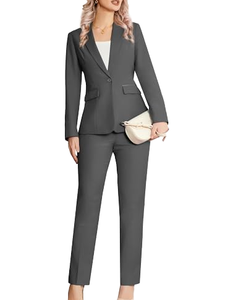Blazer para Mujer IHK0520, Corte Regular, Manga Larga, Cuello en V, Transpirable, Antiarrugas, Trajes de Negocios, Chaquetas Elegantes para Dama - Product Image 1