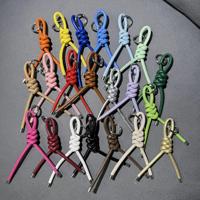 Porte-clés en corde tressée en cuir PU faits à la main, multicolores, pour décorations de sacs à main pour femmes, breloques de sac en macramé