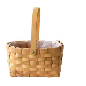 Wooden hand-held flower <b>basket</b>, pastoral flower arrangement <b>basket</b>, straw and rattan woven decoration, <b>bamboo</b> woven ornament, - Product Image 5