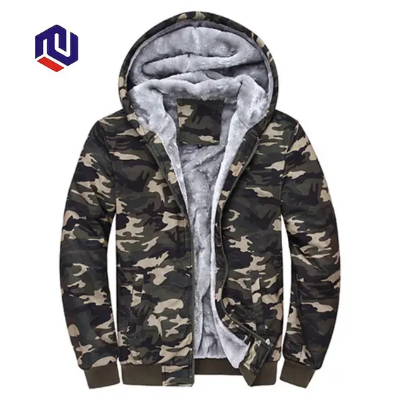 Autumn Winter Men's Jackets Velvet Camouflage Hooded Warm Jacket Men Casual Camo Coat Men's Jackets