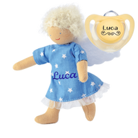 Käthe Kruse "Protège-moi Ange" avec Nom + Sucette NUK avec Nom