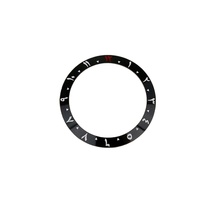 Inserts de lunette en céramique SKX007 38 mm, double fuseau horaire 12H, chiffres arabes, inclinés, noir brillant et rouge, pièces de montre