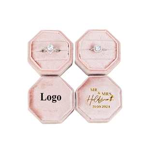 Custom logo Printed Wholesale New Style Velvet High-end Ring <b>Box</b> Proposal Jewelry Storage Packaging Jewelry <b>Box</b> - Product Image 1