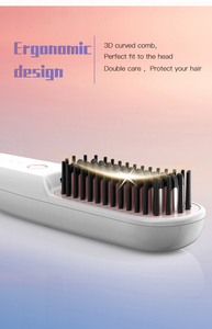 Woman Portable Comb Heating Feature Stainless Steel Teeth Cordless Hair Straightening - Product Image 6