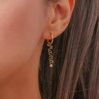 Ensemble de bijoux tendance pour la fête des mères, en acier inoxydable plaqué or 18 carats, avec diamants ronds, lettre anglaise « Mama », boucles d'oreilles et collier
