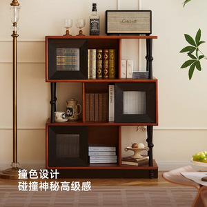 My Nest Muse Bookshelf <b>Solid</b> <b>Wood</b> Floor Standing With Doors Living Room Storage Cabinet - Product Image 3