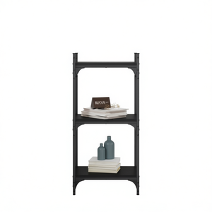 3 Tier <b>Black</b> Engineered Wood <b>Bookcase</b> 15.7x11.8x33.9 Inches Freestanding Minimalist Modern Living Room Furniture - Product Image 1