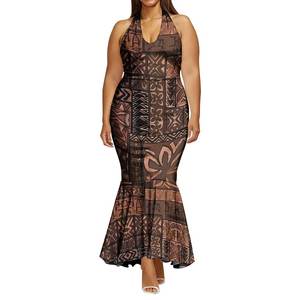 कस्टम लोगो सुरुचिपूर्ण महिला पोशाक टोंगा समॉयन साइड जिपर प्रोम कपड़े के साथ मुद्रित स्लीवलेस हैटर ड्रेस महिला पोशाक - Product Image 5