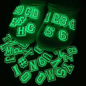 YIQU glowing in the dark Letters and Numbers PVC shoe charms glow in the dark alphabets letters charms for shoe