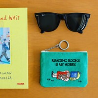 Tas Penyimpanan Dompet Koin Kanvas Bergambar Bordir Kreatif Budaya, Tempat Kartu Multifungsi, Earphone/Lipstik/Kartu Identitas