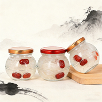 Stoples Kaca Kosong 150ml 200ml 280ml 380ml untuk Jelly Yogurt Selai Sarang Burung, Tutup Putar dengan Tutup Logam