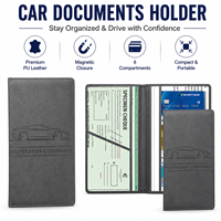 Étui pour accessoires de voiture en matériau PU pour cartes de visite, permis de conduire, documents de voiture