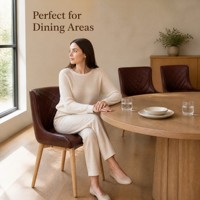 Chaise de salle à manger de luxe moderne avec dossier haut rembourré et pieds en bois massif pour la maison et l'hôtel