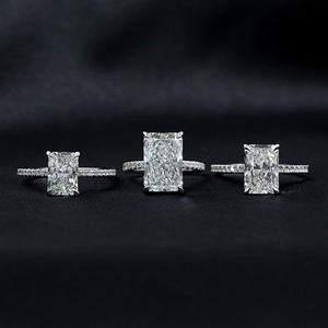 Anelli in Moissanite con taglio di ghiaccio radiante 3ct 5ct con 925 in argento <span class=keywords><strong>Sterling</strong></span> 18k placcato in oro - Product Image 1