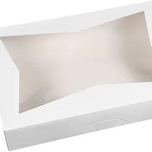 White Pastry Bakery Customized Cardboard Box With Big Clear Window For Cookie Cupcake Pie gifts