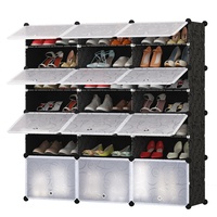 Zapatero Plegable Extensible de Plástico Multi-Nivel Gabinete Moderno Impermeable Muebles de Hogar Montaje sin Herramientas para Sala de Estar