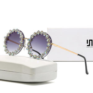 Gafas de Sol Redondas de Metal con Pedrería para Mujer Z841, UV400, Montura Negra, Lentes de PC Tipo 3, Gafas de Moda - Product Image 4