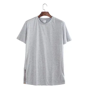 Good Service Custom White/Grey/Black Polyester 150gsm Side Zipper T Shirt For Men