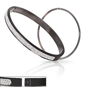 Bracelet en acier inoxydable 65 mm avec diamants tchèques sertis en canal, bijoux de mode unisexe - Product Image 2