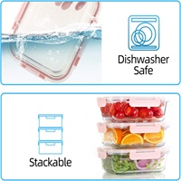 Contenants de stockage alimentaire en verre carrés avec couvercles hermétiques, bol en verre borosilicate de haute qualité, compatible micro-ondes et congélateur
