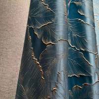 Tissu jacquard teint en fil de haute précision, style rétro simple, motif feuilles bleu profond, tendance 2022, pour vêtements et rideaux