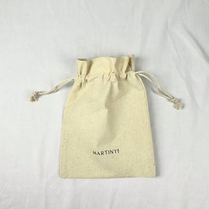 Small MOQ Custom Logo Printed Beige 100% Organic Muslin Bag Cotton Fabric Cloth <b>Drawstring</b> <b>Pouch</b> Small Cotton Dust <b>Pouch</b> Bag - Product Image 2