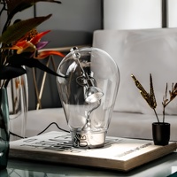 Lampe de table LED en verre chromé au design moderne et épuré, lumière d'ambiance nocturne pour cafés, chambres, dortoirs, éclairage de luxe