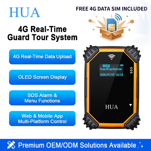HUAguard Realtime Security GPS Position Guard Patrol System 125kHz RFID 2G/4G/WiFi Rechargeable 3.6V Battery 1800mAh Cloud