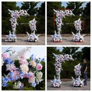Arche de fleurs suspendue en promotion, couleur bleu-violet, décorations en roses de soie pour événements - Product Image 2