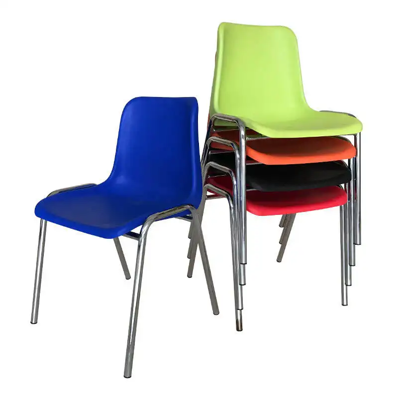 Desconto Alta Qualidade Preto Escola Cadeira Inglaterra Stackable metal Frame PP Plastic Chair