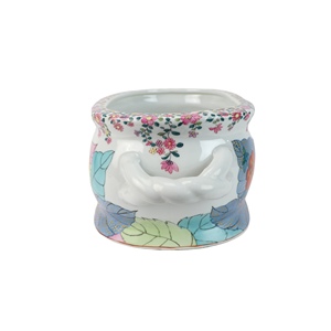 Maceta de porcelana china antigua, maceta de cerámica de forma ovalada pintada <span class=keywords><strong>a</strong></span> <span class=keywords><strong>mano</strong></span> Floral para interiores y exteriores - Product Image 5