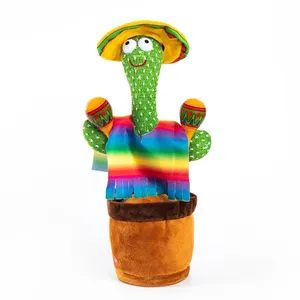 Repeat Talking Singing Cactus Toy Baby Boys Girls Tummy Time Dancing Cactus Home Decoration