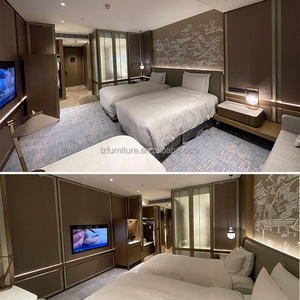Custom 3 Star Hotels Project Furniture <b>Full</b> Bedroom <b>Sets</b> Wooden Twin <b>Bed</b> Frame With Headboard Mattress Wardrobe & Nightstands - Product Image 2