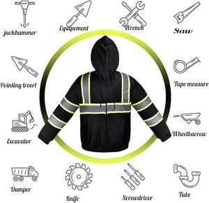 Giacca Riflettente Invernale ad Alta Visibilità, Calda, Nera, per Sport all'Aperto e Lavoro, con Strisce Riflettenti - Product Image 2