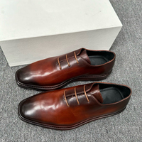 Chaussures Oxford en cuir patiné d'origine italienne pour homme, à lacets, chaussures habillées formelles pour affaires