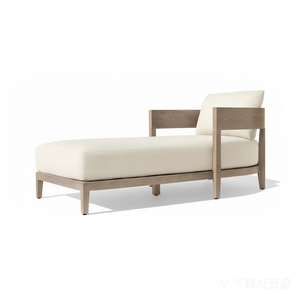 Chaise longue de jardin en teck massif de qualité supérieure, résistante aux intempéries, pour terrasse, piscine, ou extérieur. - Product Image 1