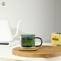 Tasses à café en verre à double paroi en borosilicate Logo personnalisé 100ml 250ml 300ml tasses de couleur claire isolées tasses à café pour thé au lait