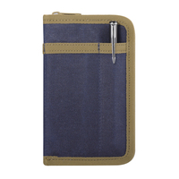 Kustom tahan air berkelas wax kain kanvas ritsleting keras dompet penutup Notebook dengan ritsleting pemegang pena