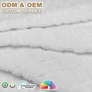 Motif géométrique <span class=keywords><strong>Blanc</strong></span> 205gsm Jacquard Serviette Tissu 75% Coton 25% Polyester Tricoté CVC pour Vêtements de Garçon - Product Image 1