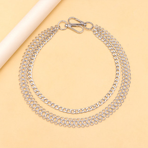 โซ่คาดเอวโลหะหลายชั้น สไตล์พังก์สีเงินทิเบต สำหรับใส่กับกางเกงยีนส์ในชีวิตประจำวัน - Product Image 2