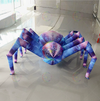 Araignée géante gonflable effrayante avec éclairage LED, araignée gonflable d'Halloween pour la décoration de la cour, du jardin et de la maison hantée