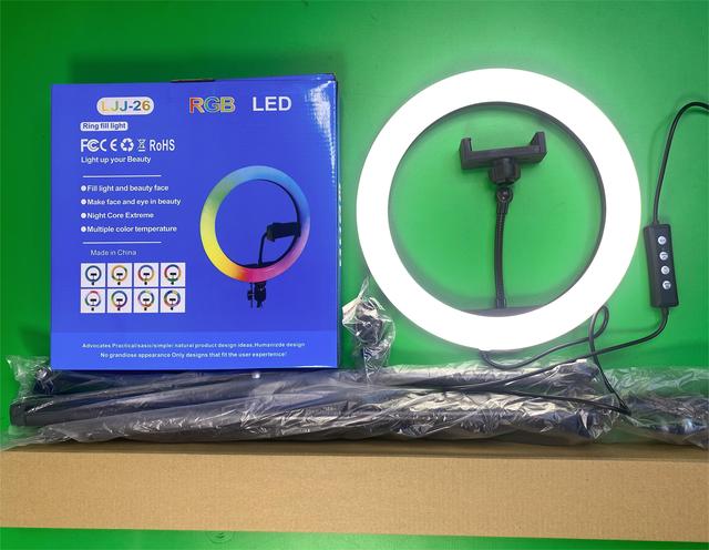Ring Light with Stand 10 Inch RGB LED Light 2.1M Tripod Phone Holder, Wireless Remote, 3 White Lights for Selfie, Live Stream