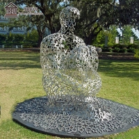 Escultura Moderna de Acero Inoxidable TREVI, Figura Humana Abstracta de Metal para Exteriores