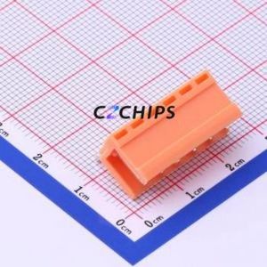 HT396R-3.96-6P Plug-in Terminal Block Bent Lead Through Hole,P=3.96mm Connector Board-to-Board / Socket Open 1x6P 3.96mm Orange - Product Image 1