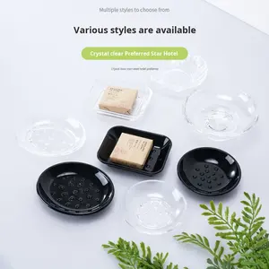 צלחת סבון אקרילית ובעל מגבת פלסטיק עיצוב עגול פשוט עבור מלון או חדר אמבטיה אמבטיה קטן סבון - Product Image 1